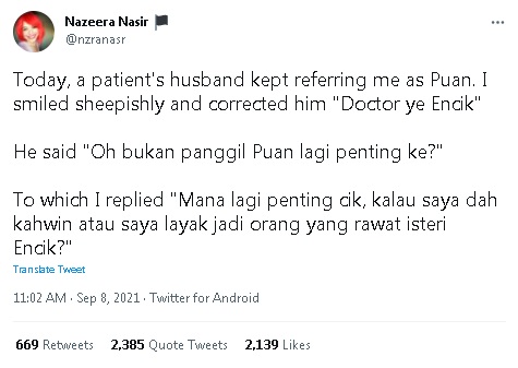 “是医生,不是Puan” 女医生纠正称呼引热议