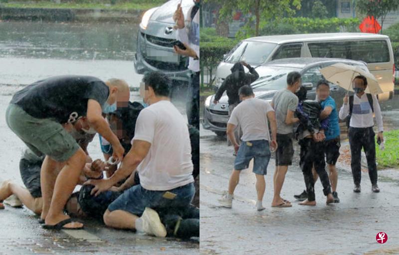 涉放火烧屋阿窿跑腿 雨中遭便衣警察擒拿