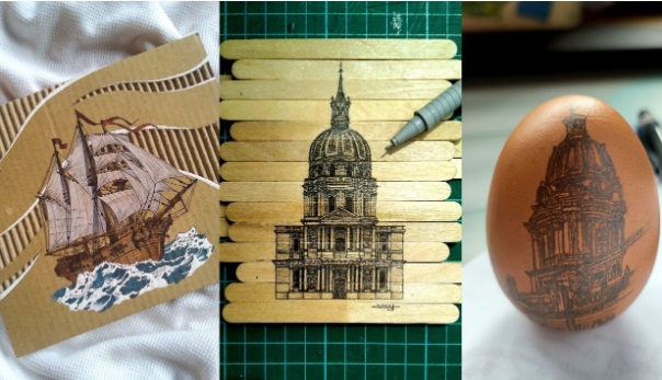 男子突发奇想在作废的口罩上作画,还成功以50至80令吉卖出数片作品