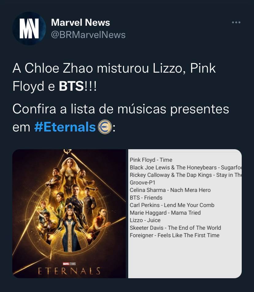 BTS也进驻漫威宇宙！ 登《永恒族》配乐名单