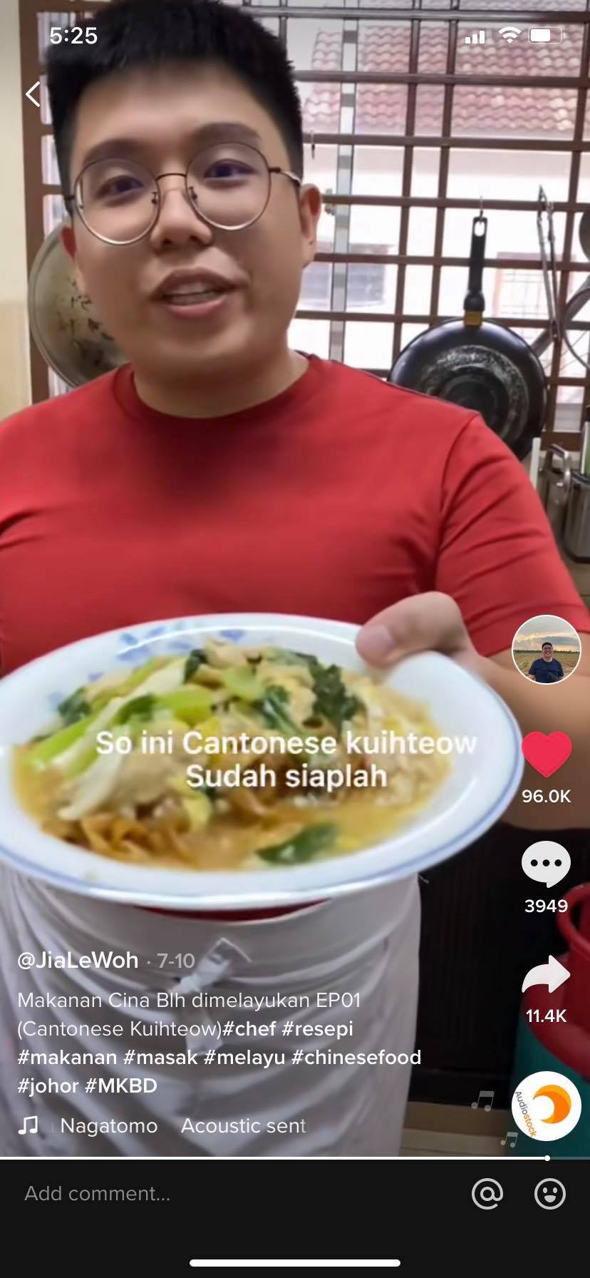 柔:【今日面谱】(10月14日刊):马来语示范烹煮各族可吃的华人美食,胡嘉乐在TikTok走红