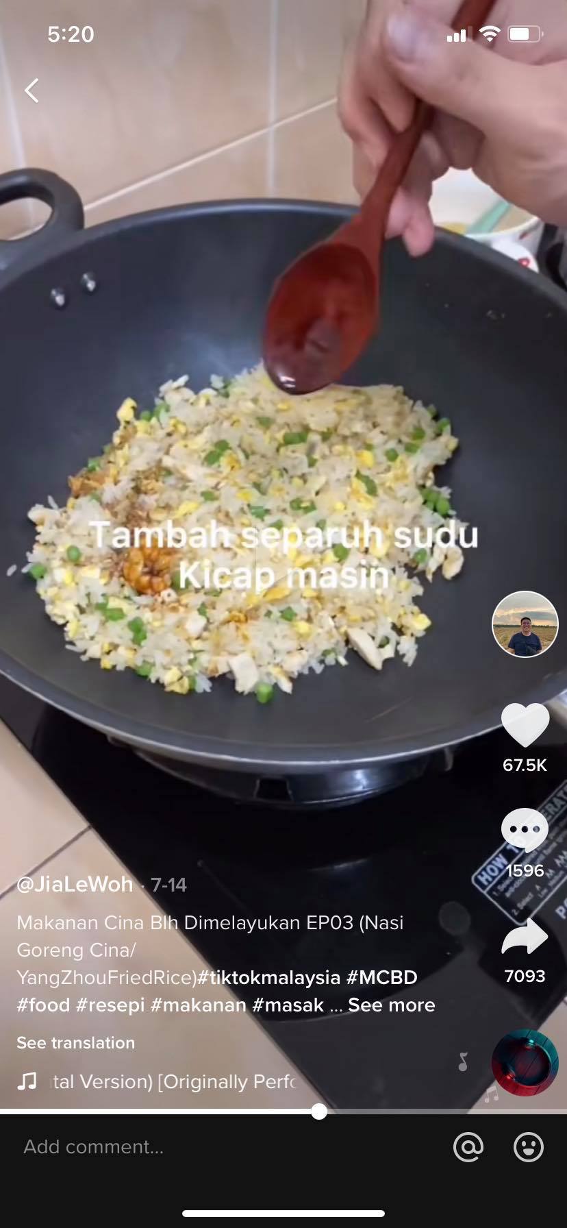 柔:【今日面谱】(10月14日刊):马来语示范烹煮各族可吃的华人美食,胡嘉乐在TikTok走红