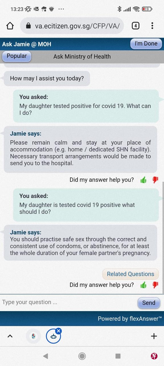 糗了!人家问冠病问题 它给性方面建议