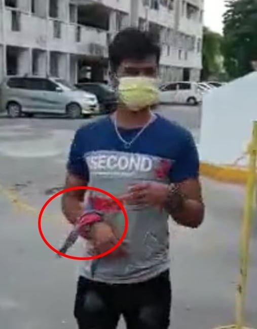 (大北马)外劳以布遮盖隔离手环外出被居民识破