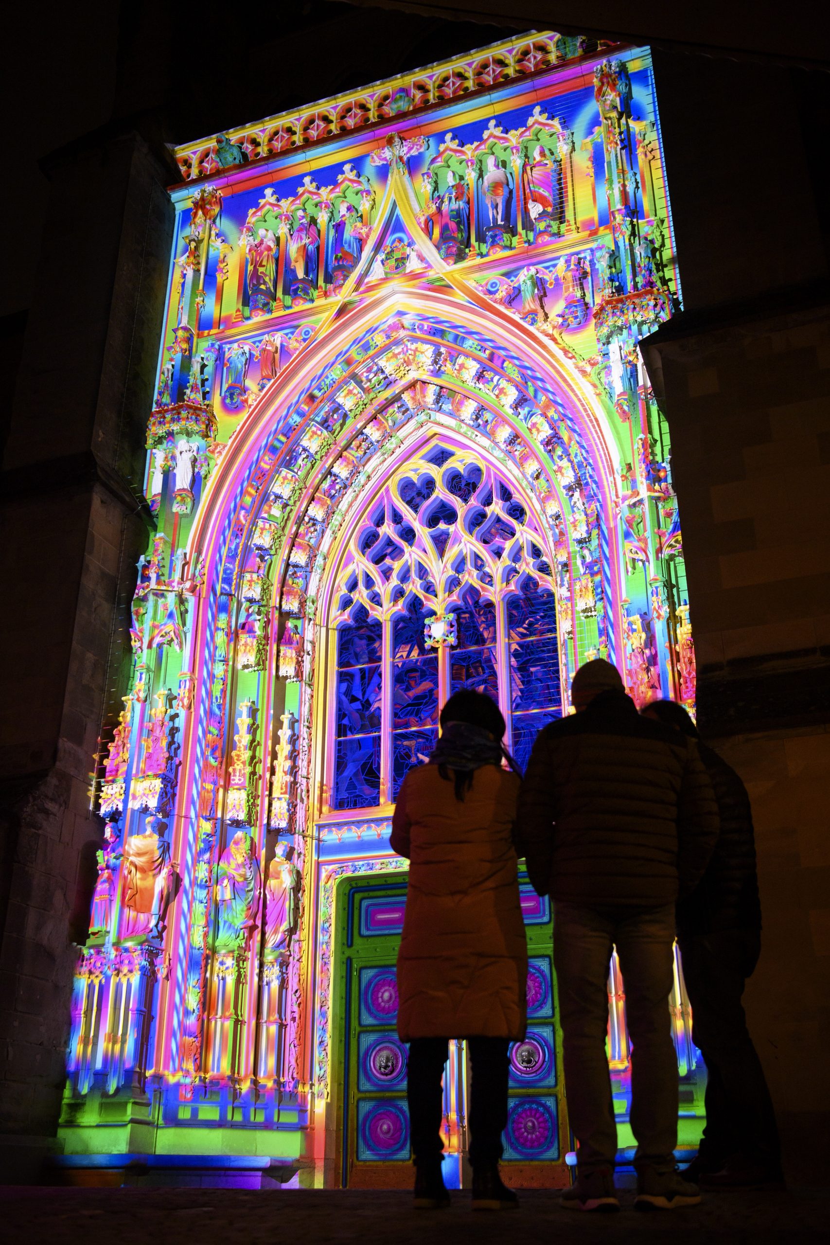 拼盘两图 瑞士洛桑灯光节