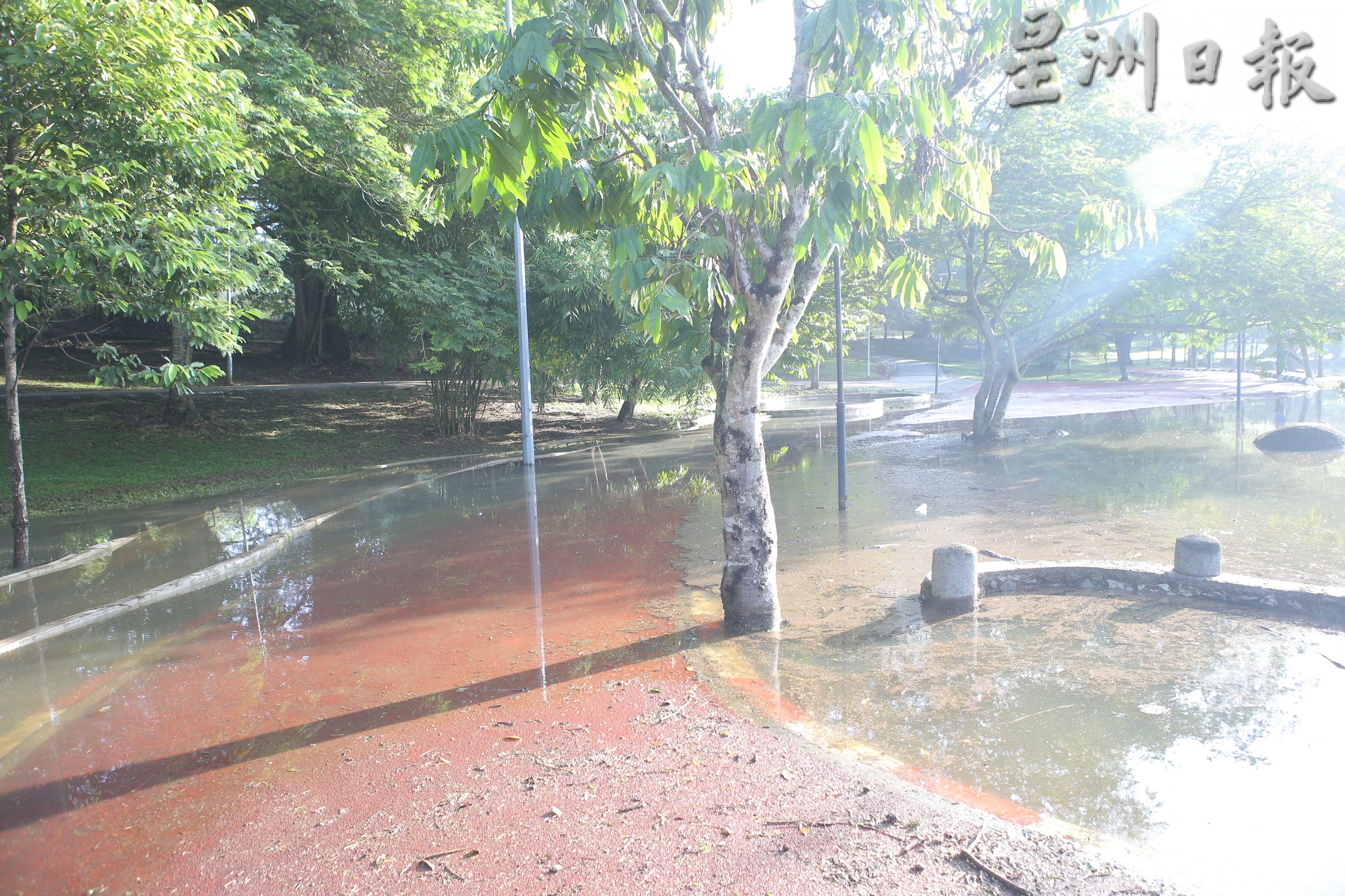 社区动态／怡马球场公园 雨季部分淹水晨运不便