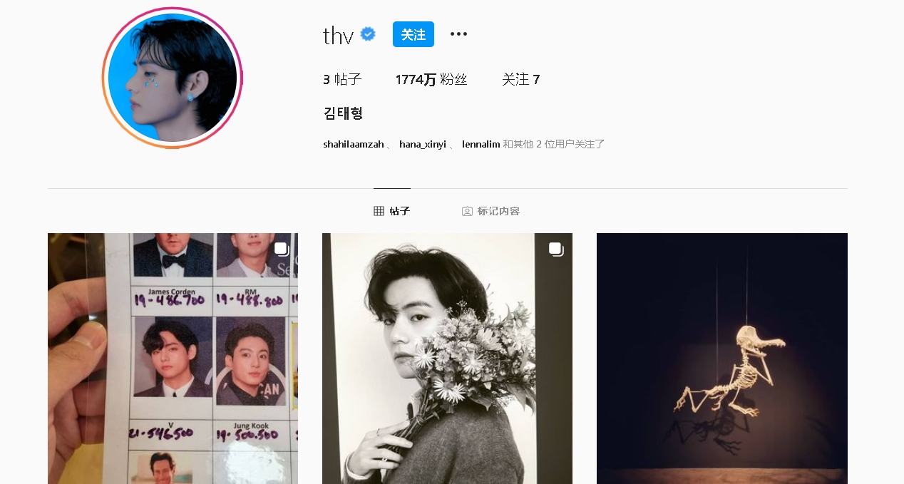 BTS全员开通个人IG账号. V追踪Jennie秒取消