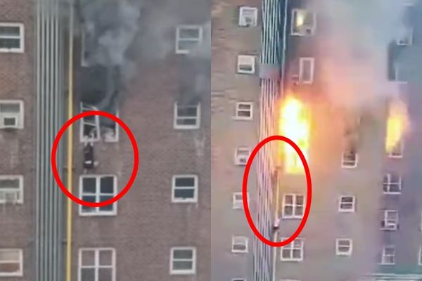 公寓失火浓烟狂冒 姐弟5楼爬窗逃生