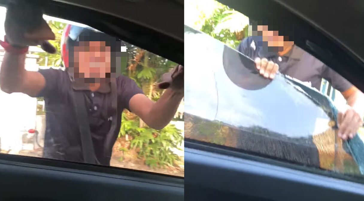 暴力夫徒手爆车窗吓哭小孩 妻：还曾声称要放火烧车