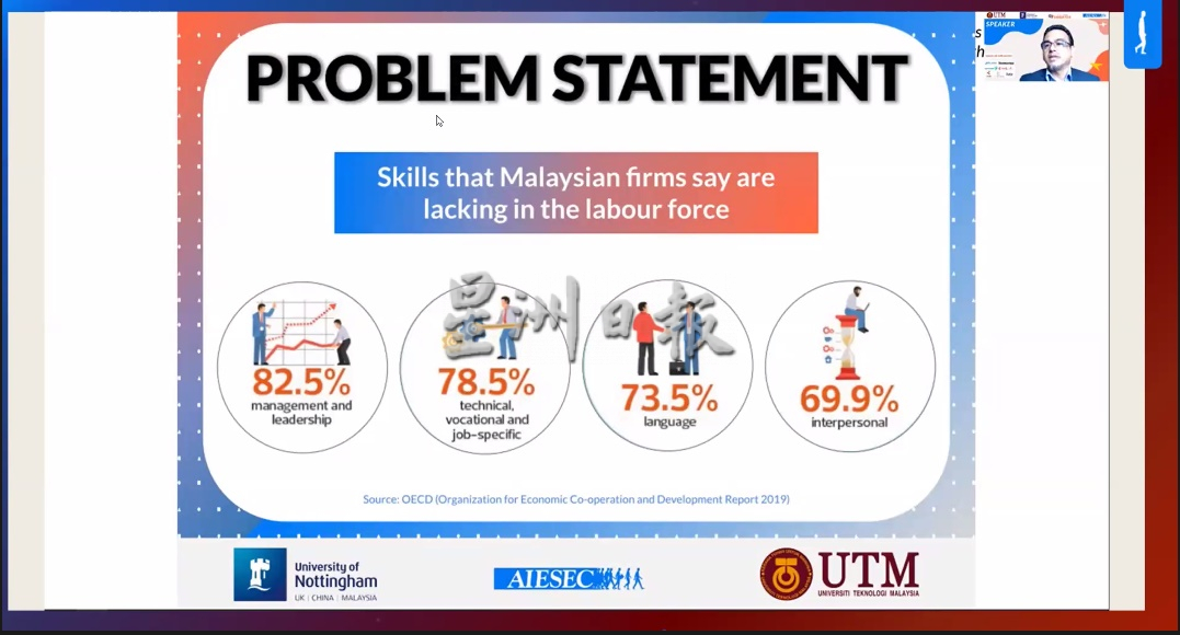 柔:封底头条:本报指定宣传:AIESEC新山区线上职业展开幕,分享职业规划设目标重要性