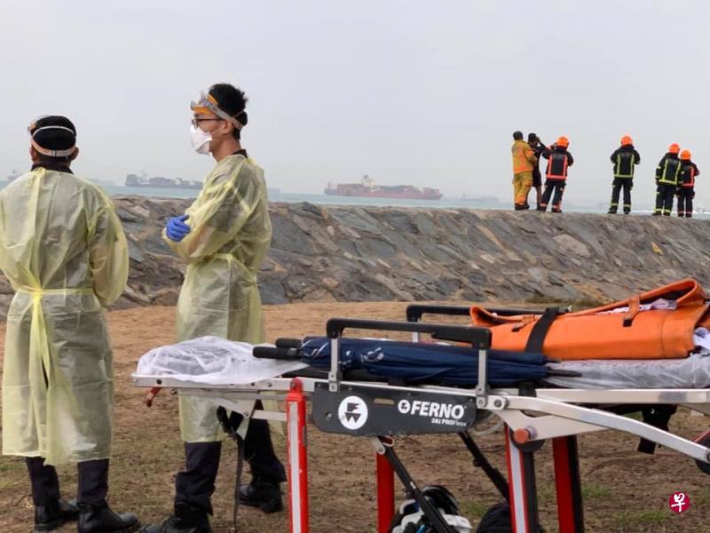 疑站防浪堤上看景 狮城男不慎跌落水