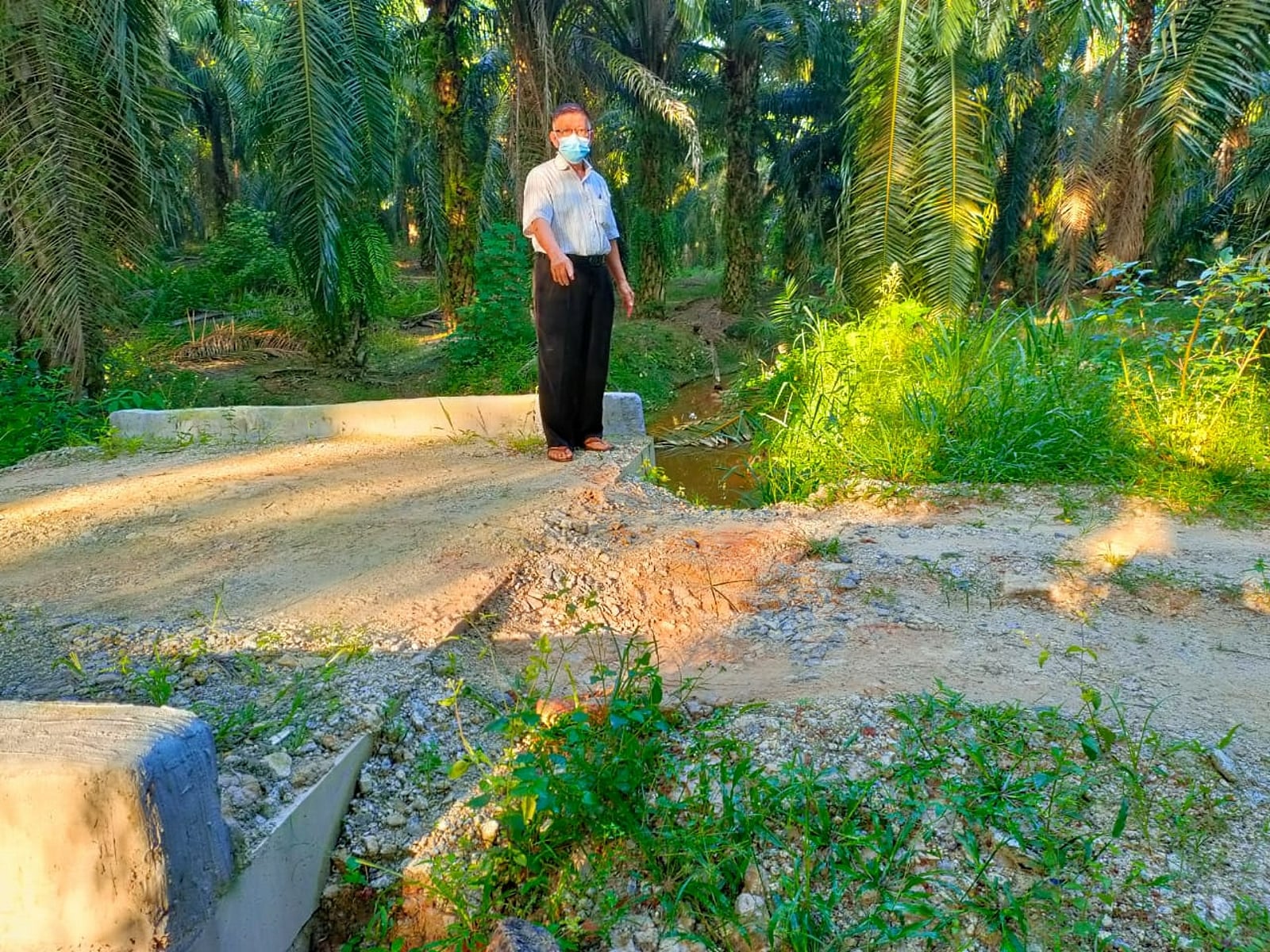 NS马口/榕吉通往瓜拉格赖油棕园道路,桥樑沙石流失现窟窿