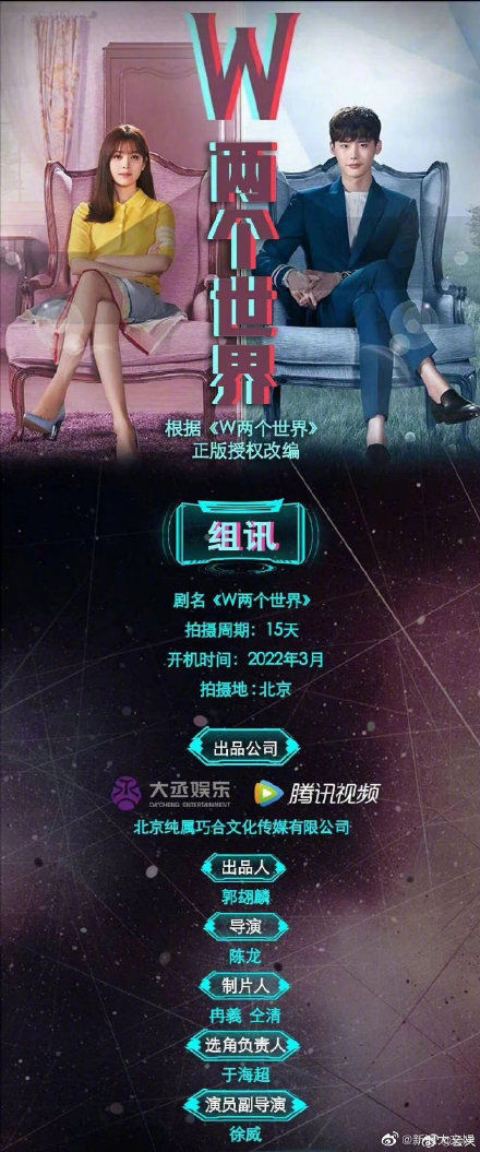《W两个世界》爆3月翻拍中国版 15天拍完网群嘲:拍MV吗?