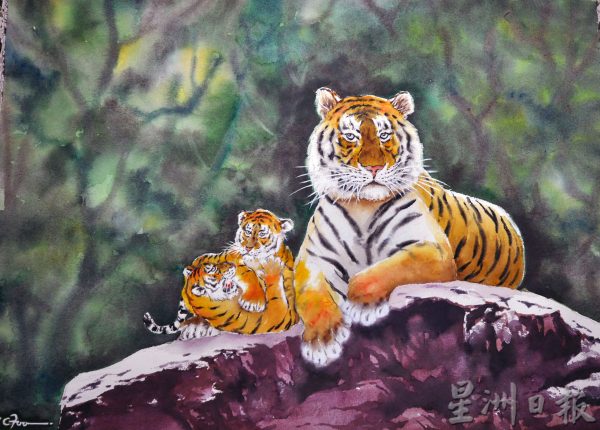 供fb：老虎姿态千变万化，符永杰画虎乐在其中