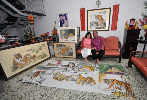 供fb：老虎姿态千变万化，符永杰画虎乐在其中