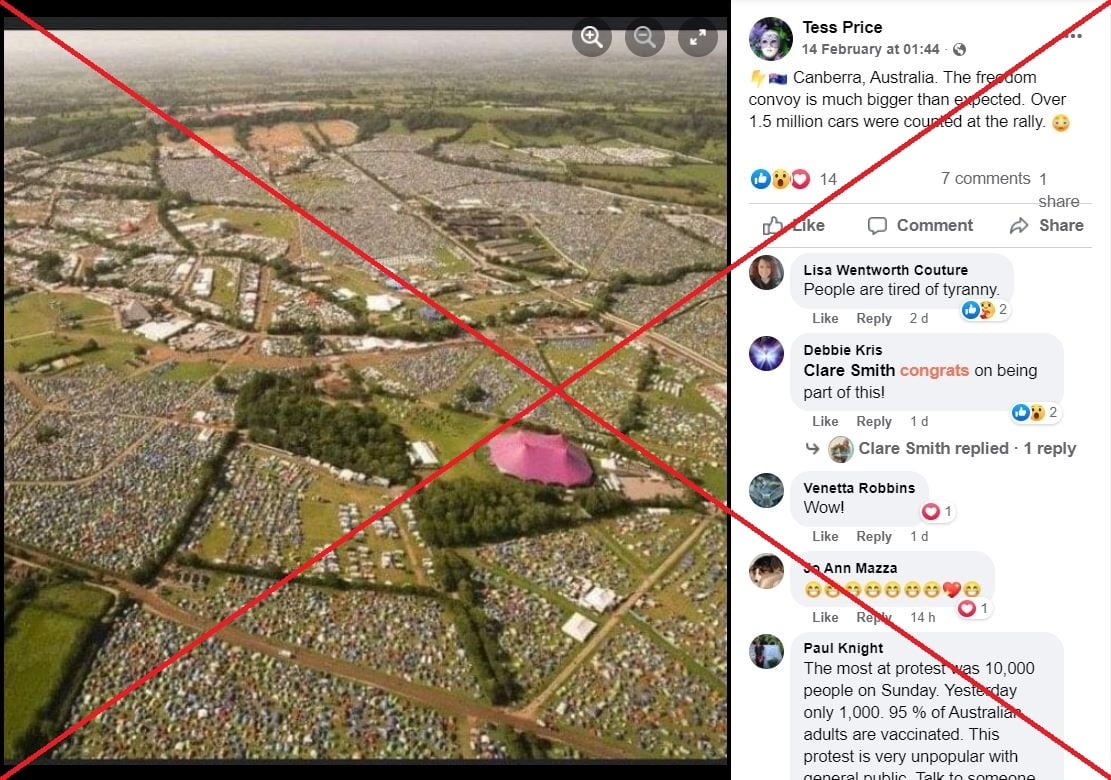 求真//网传澳洲强制接种冠病疫苗示威的照片 实为英国音乐节的照片