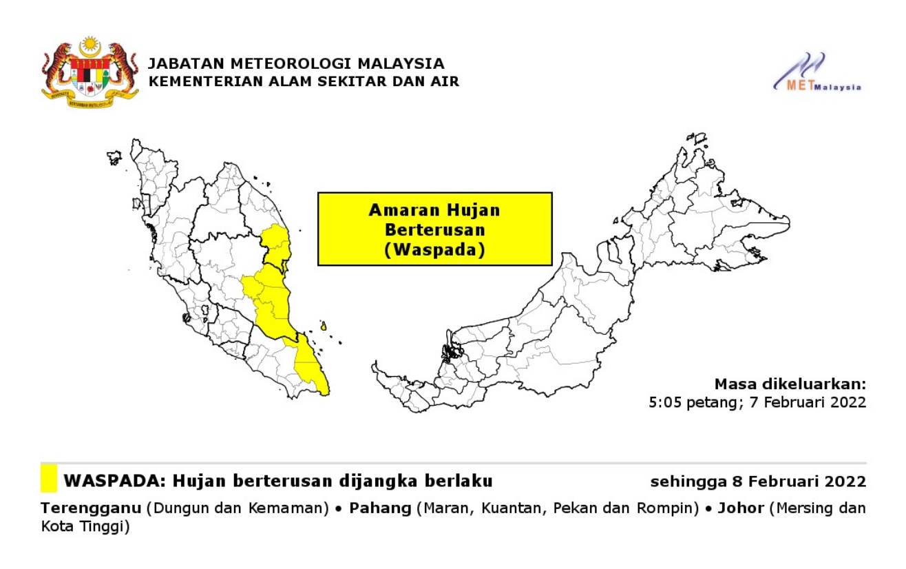 丰盛港及哥打丁宜持续降雨至8明日