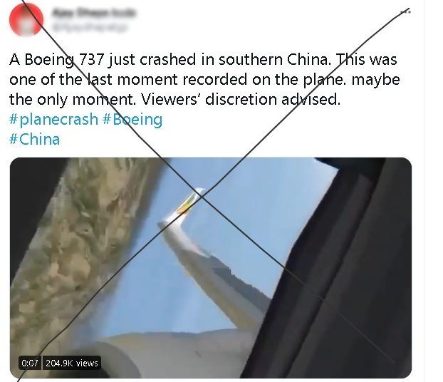 求真/中国东航坠毁前一刻的视频