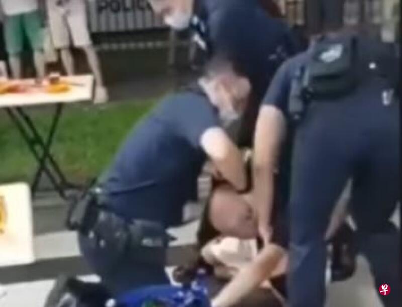 男子疑喝酒闹事 遭警员制伏逮捕