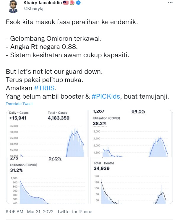 Omicron感染潮受控  凯里：但人民不可放松