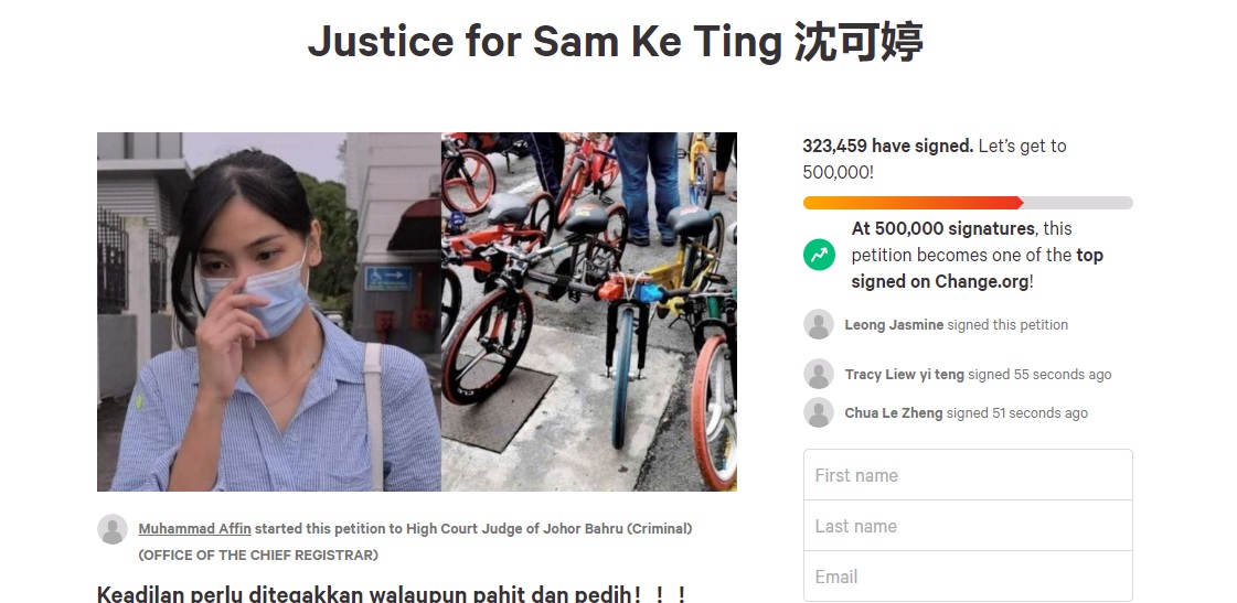 短短4小时激增一半  网上两联署声援沈可婷共逾60万