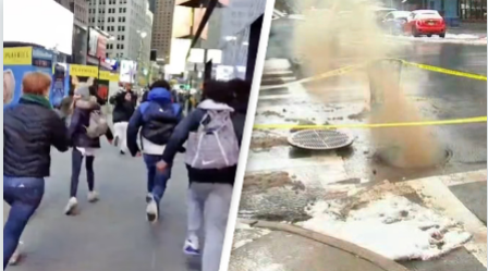 纽约时报广场沙井爆炸 民众慌忙走避