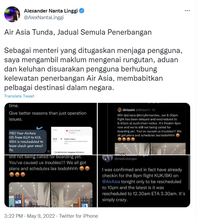 乘客不满亚航多次更改班机 部长:贸消部要调查