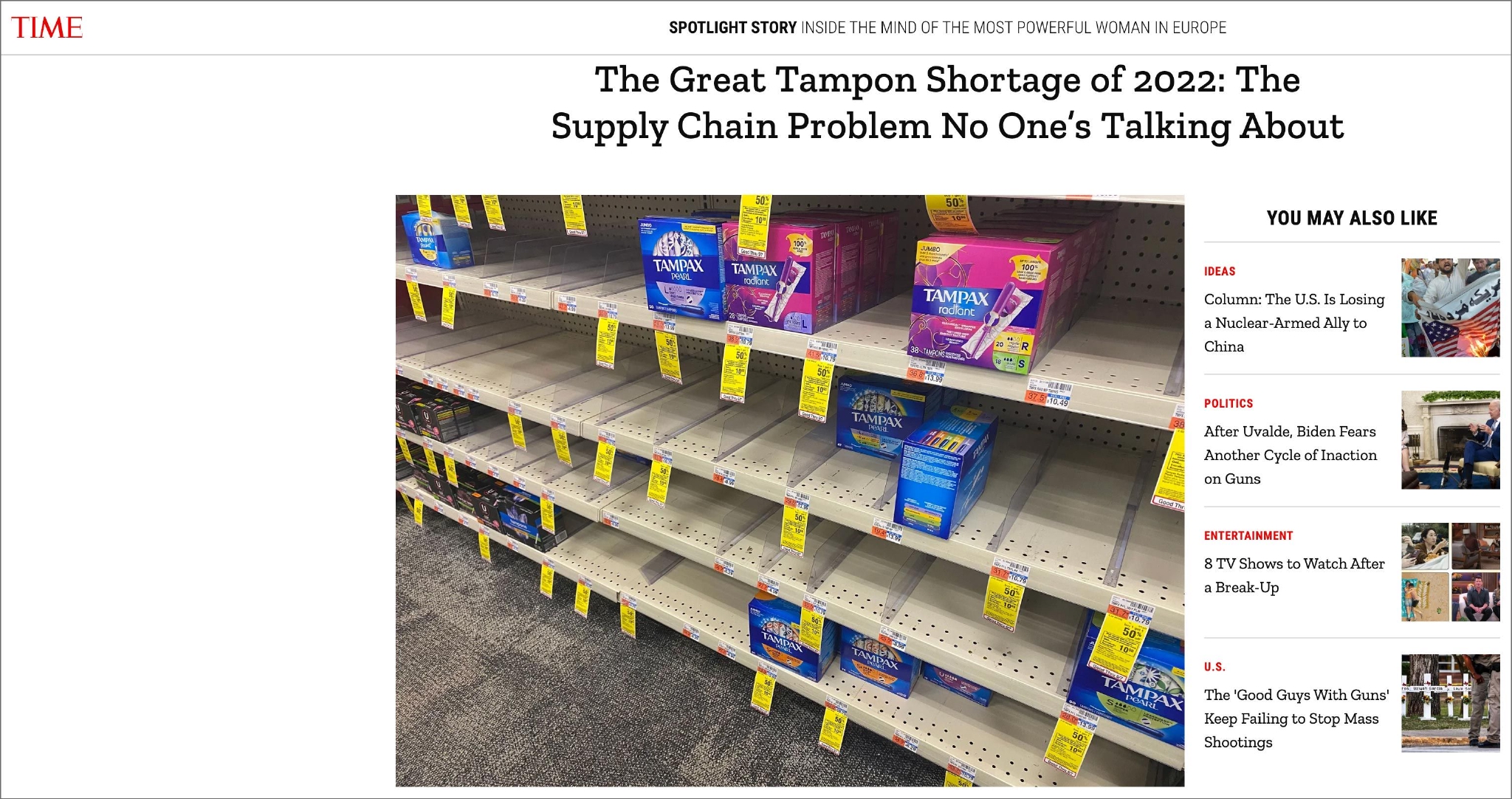 “奶粉荒”后，美国又面临“卫生巾荒”