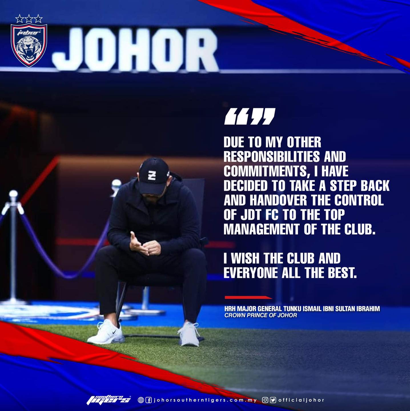 为专注需履行承诺和职责 柔王储交出南虎管理权