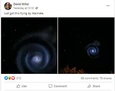 外星人造访? 纽西兰南岛夜空出现神秘巨大“螺旋星系”