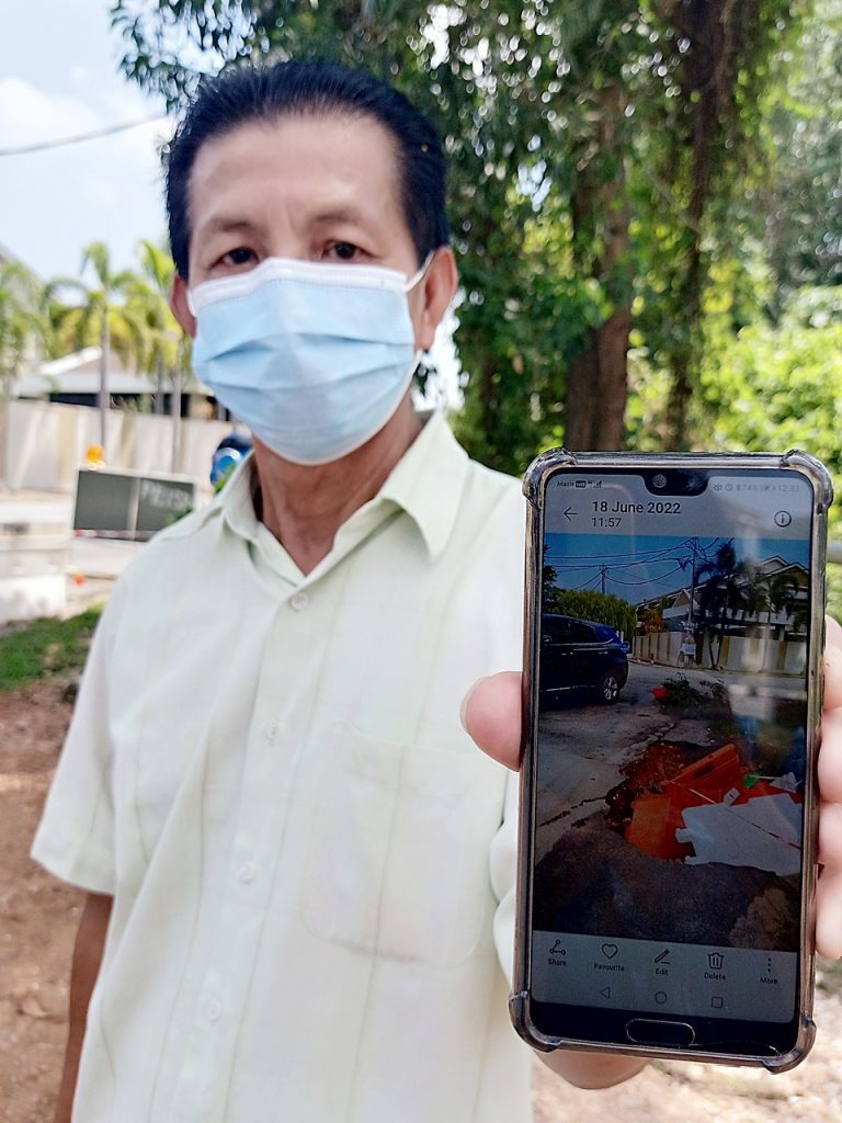 绿林庭出口前路段地陷 维修工程料715前完成