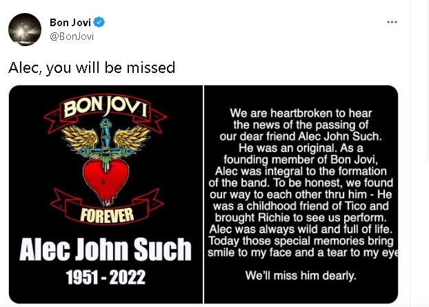 邦乔飞传奇贝斯手逝世 战友恸吊“乐团不可或缺的人”