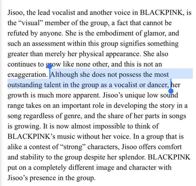 《滚石》杂志贬低Jisoo实力? 粉丝爆怒要求道歉