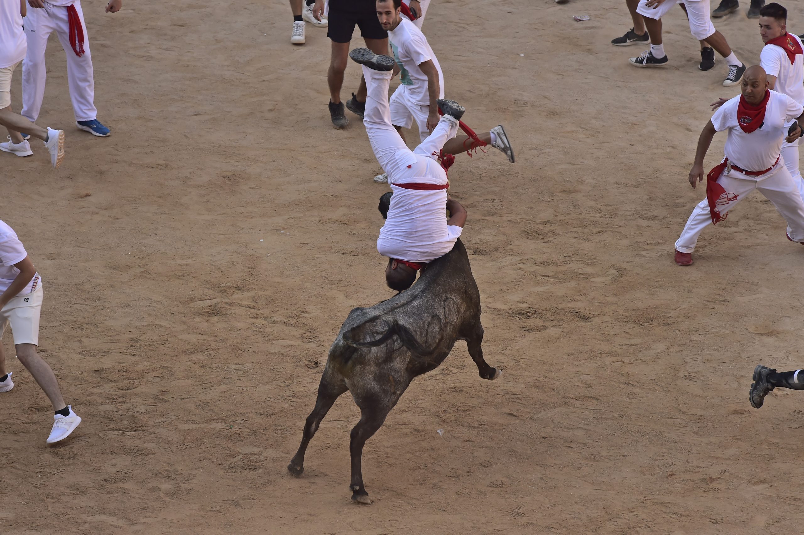 西班牙奔牛节登场 6参加者被牛角刺伤