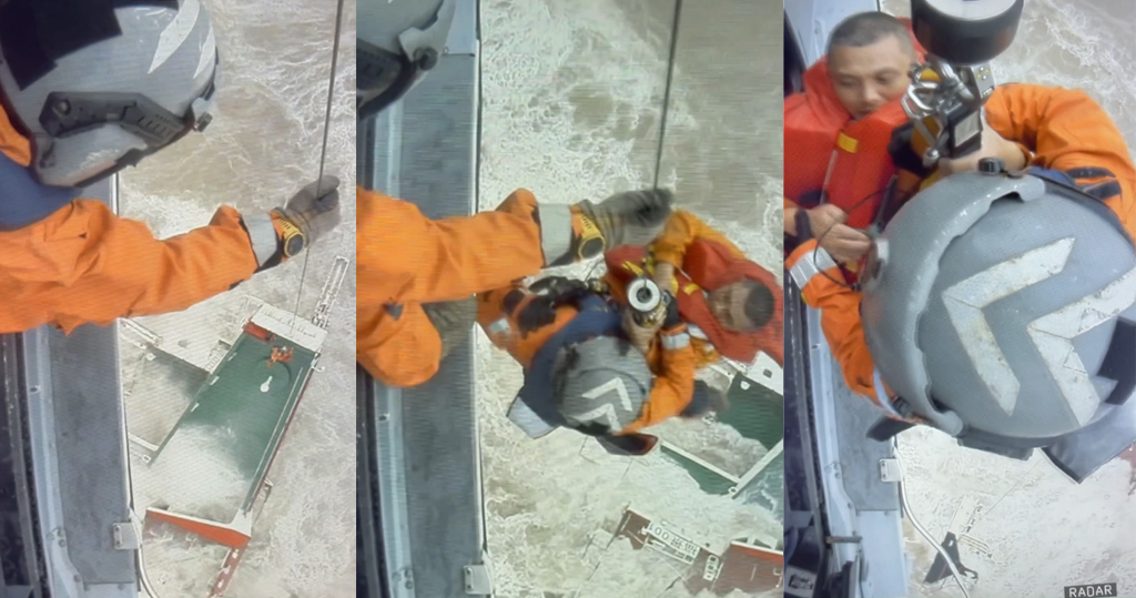 近「暹芭」中心海面有货轮断开 30船员弃船逃生 飞行服务队派员救起3人