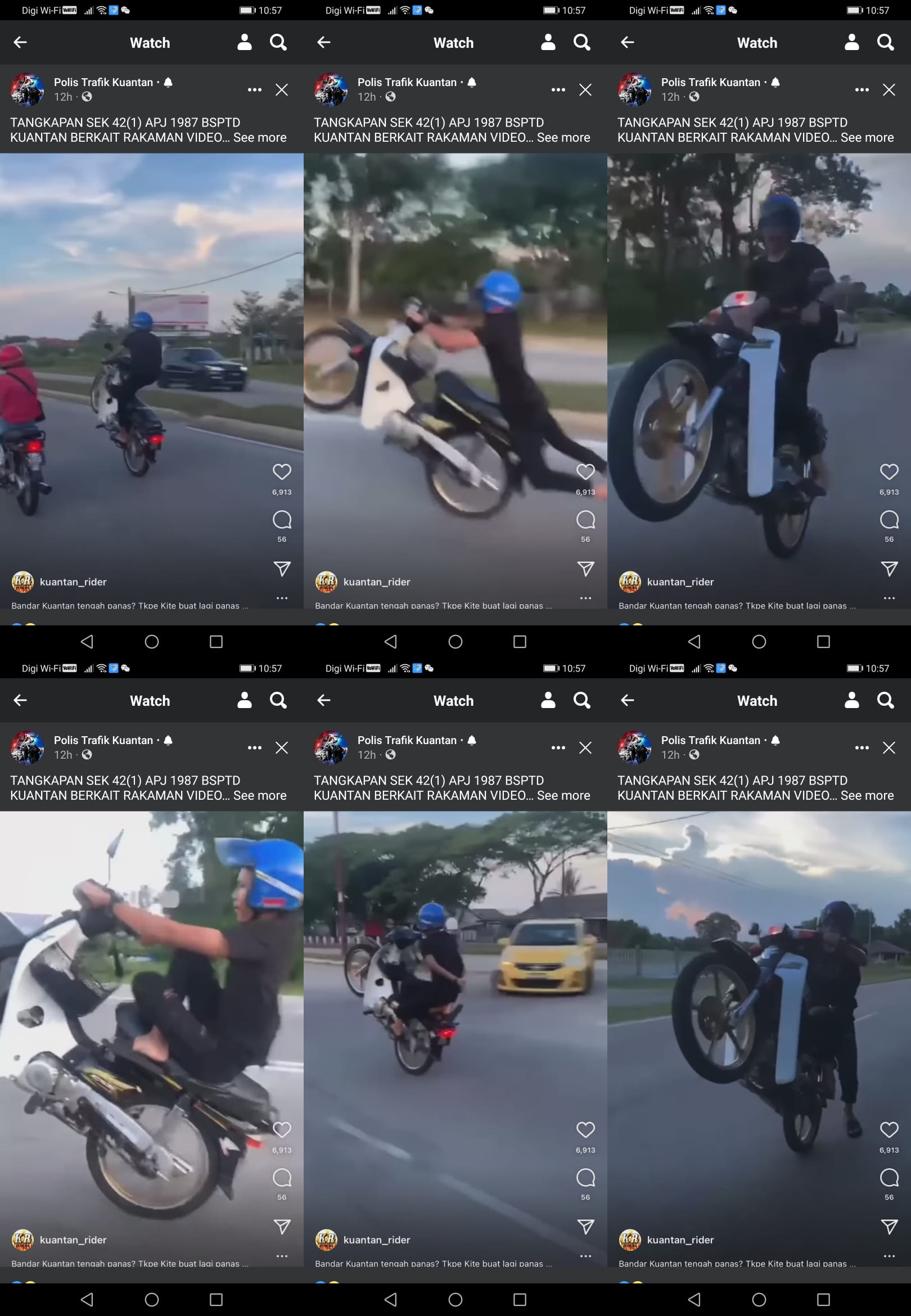 东：关丹交警追查网传“翘孤轮”危险驾驶视频，违规骑士落网了。