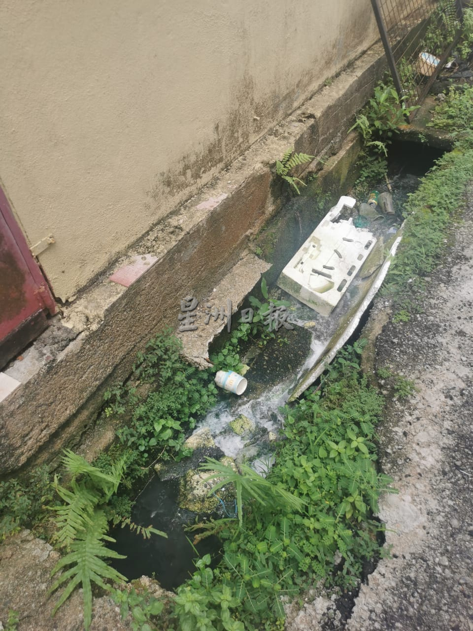 瓜登市哥打拉玛路商店后巷的沟渠问题丛生，不但坍塌、阻塞，还有店面厨房扩建到沟渠的上方，导致沟渠无法获得清理