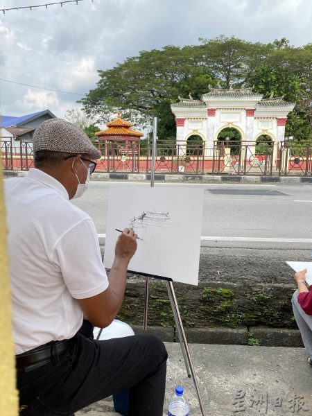 供FB/用画,定格修复前的庇劳三圣宫华人花园