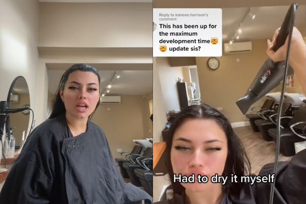 女子被关在店好无助 染发到一半员工全下班