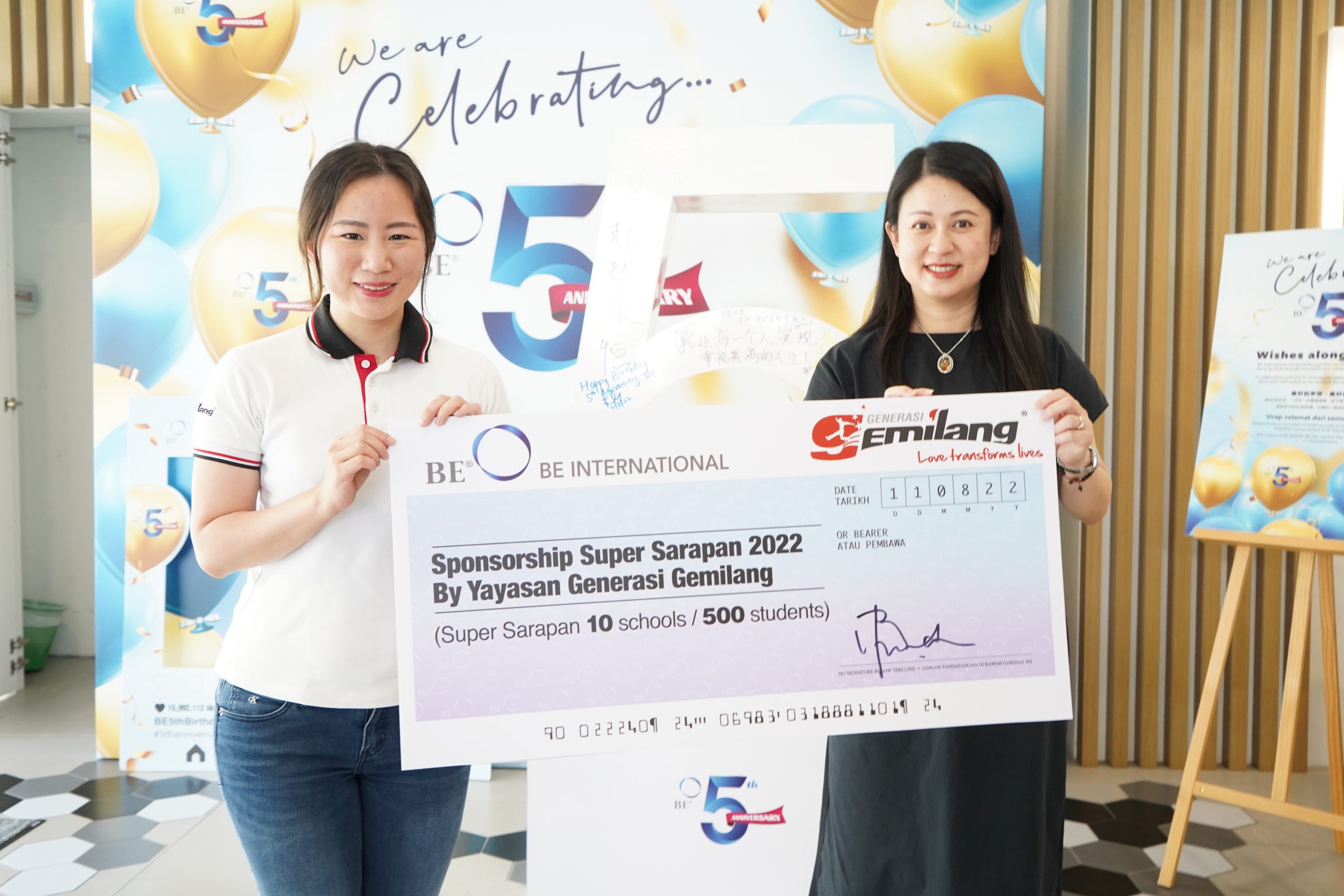 BE International 再捐助10校500学生营养早餐计划