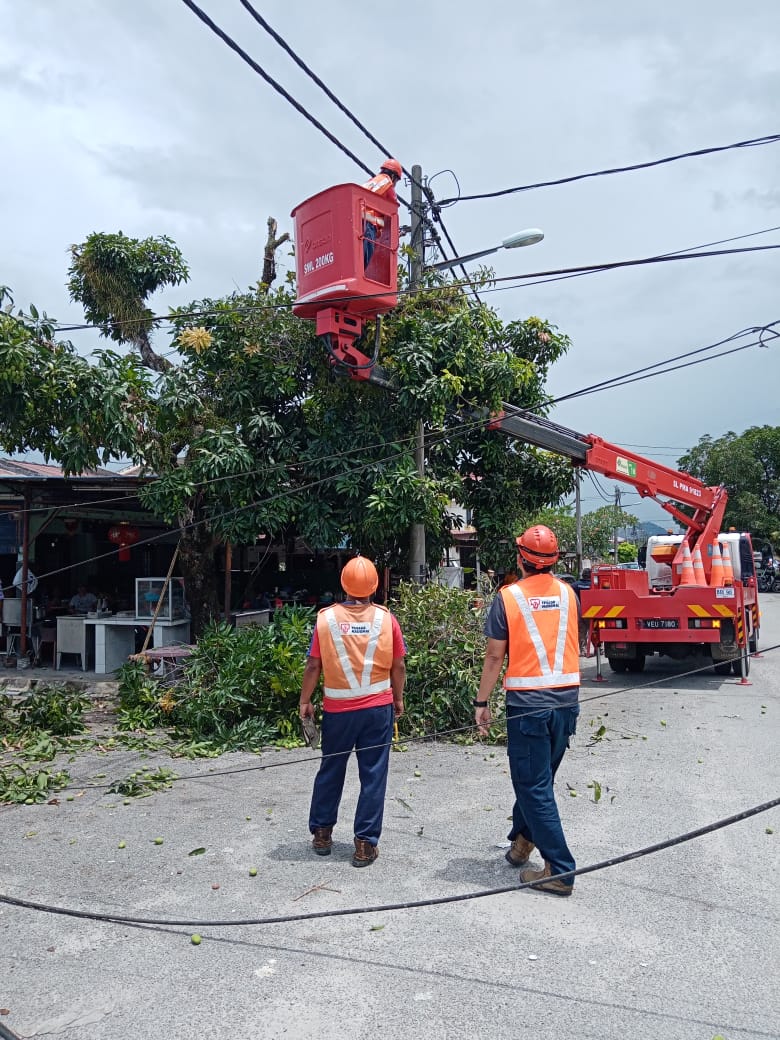 和丰林玛班映新村 罗里扯断电缆电话线