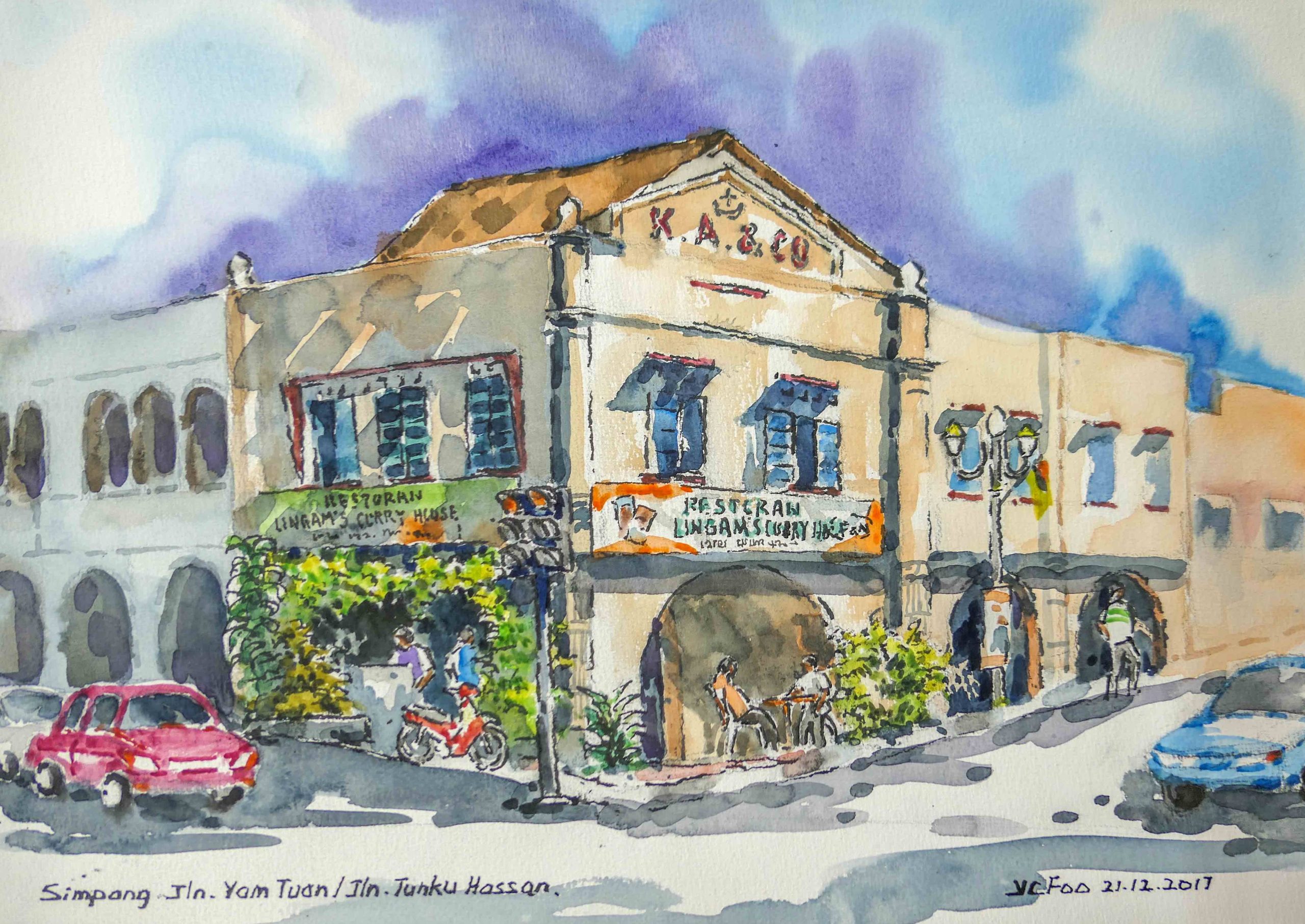 图探花城 | 符永杰走在芙街道上画画 用画笔留住老建筑