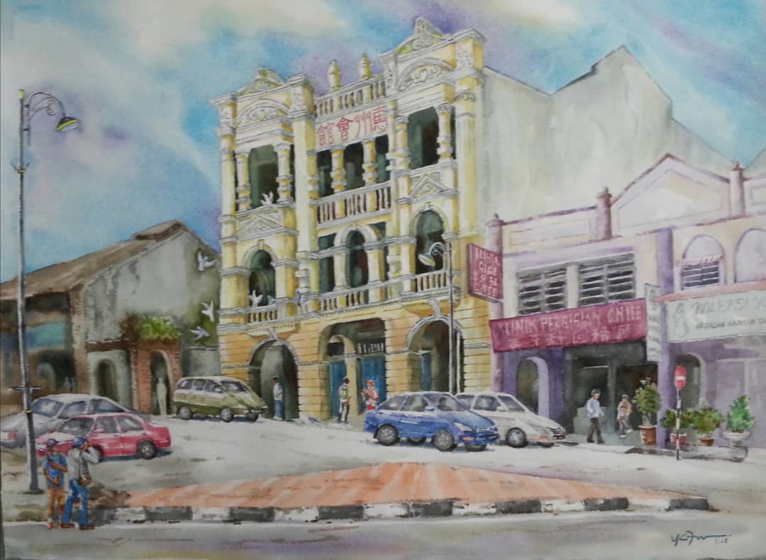 图探花城 | 符永杰走在芙街道上画画 用画笔留住老建筑