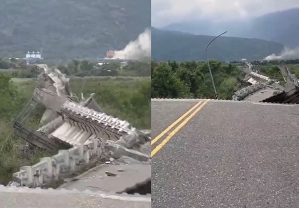 花莲高寮大桥瞬间坍塌 3人摔落20m桥面...全力救援中