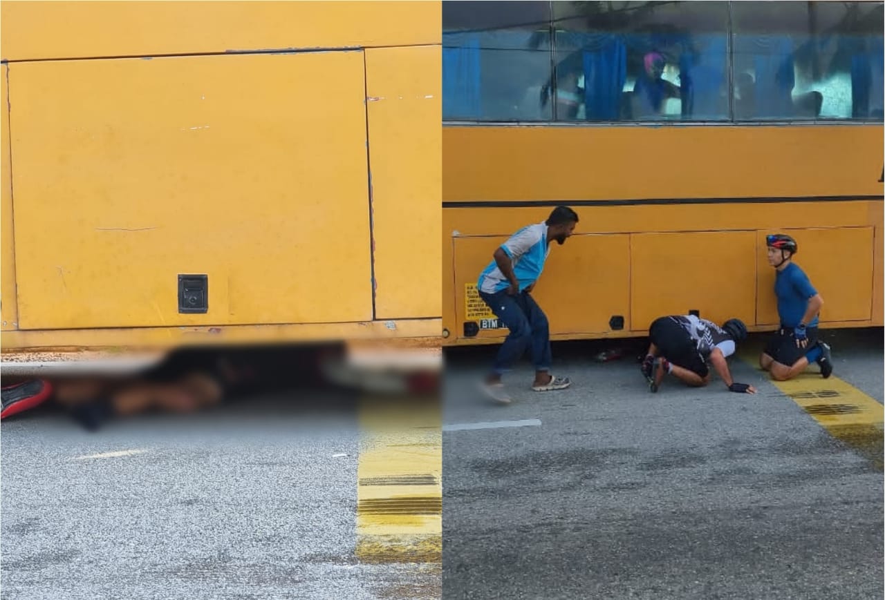 视频 | 骑脚车撞上凝块物翻车！骑士被校车辗过惨死