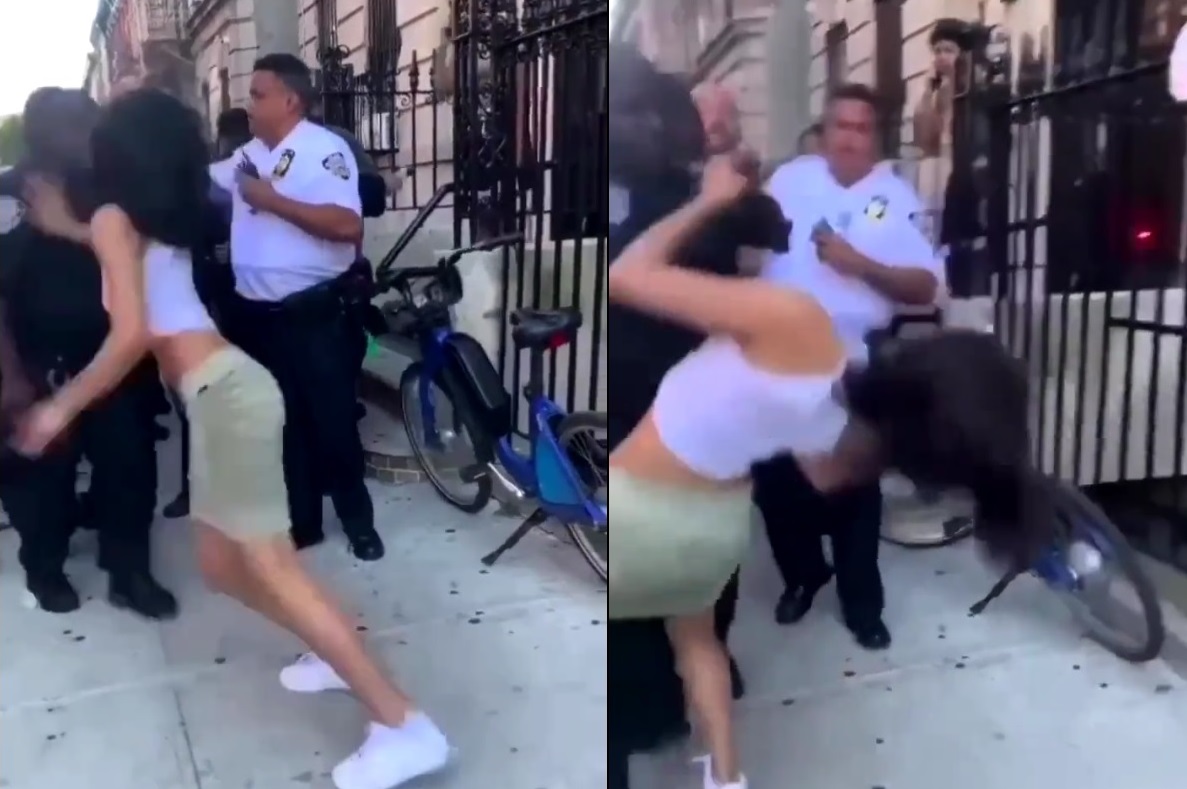 视频/对抓人警员推掇挑衅 少女被警一拳撂倒
