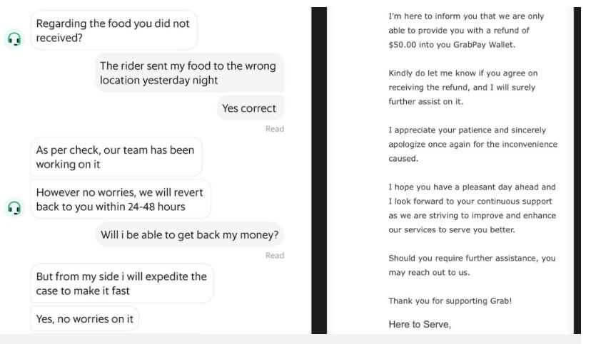 （已签发）柔：狮城二三事：订逾500元食物却被扔垃圾桶旁，顾客不满Grab只退50元