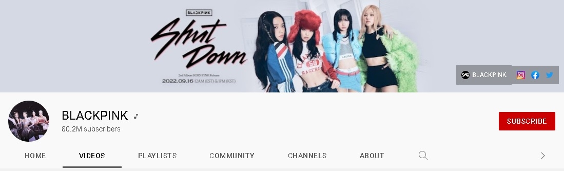  YT订阅数破8000万 BLACKPINK全球艺人第1