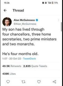 4个月大孩子经历4个财长、3个内长、2个首相和2个君主