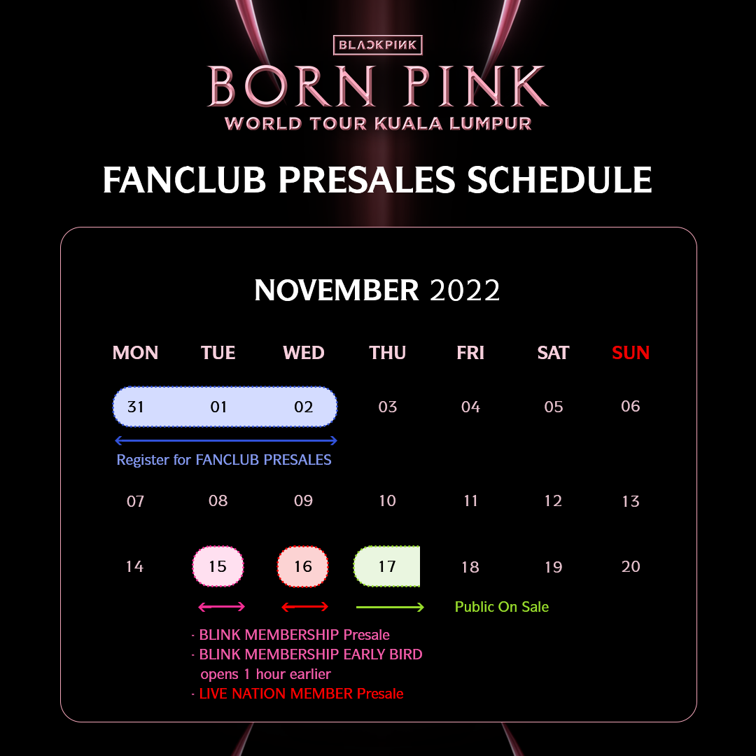 BLACKPINK大马巡唱 BLINK官方会员优先预购